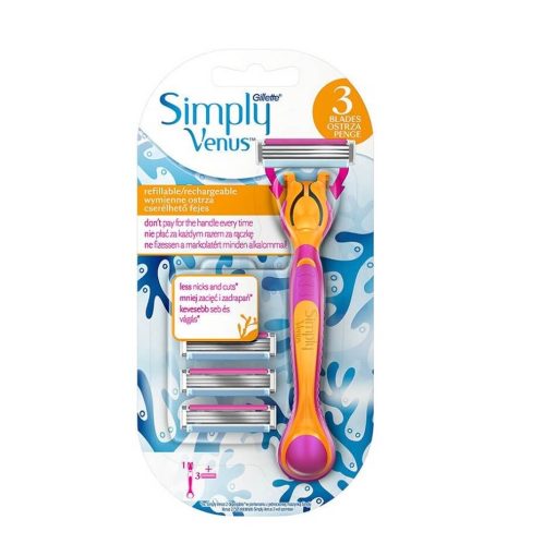 شفرة حلاقة نسائية Gillette Simply Venus (مع 3 شفرات استبدال)